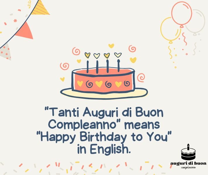 "Tanti Auguri di Buon Compleanno" means "Happy Birthday to You" in English.